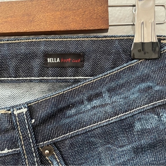 People's Liberation Anthropologie Bella Boot Cut Jeans Dark Wash Distressed - Picture 5 of 8